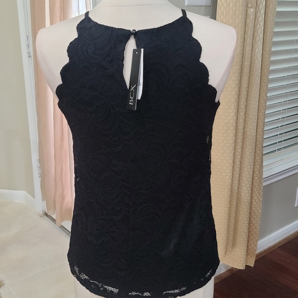 NWT Sz.Sm BCX Black Lace Halter Top - Picture 3 of 9
